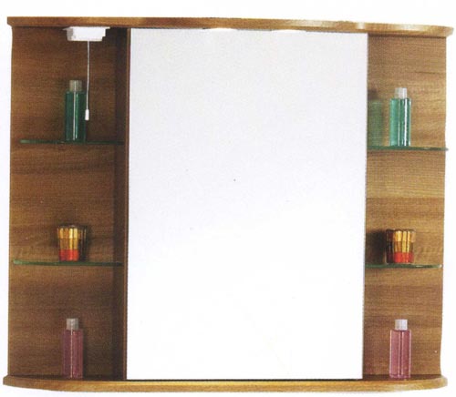 Cherry bathroom cabinet with mirror, lights & shaver socket. additional image