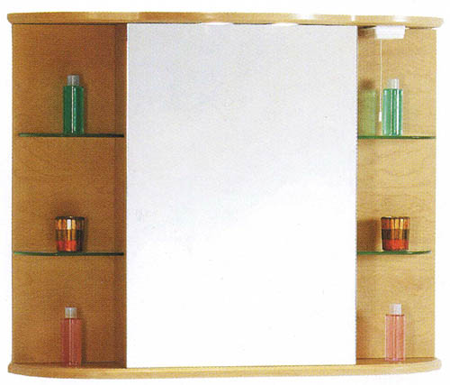 Birch bathroom cabinet with mirror, lights & shaver socket. additional image