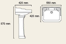 2 Tap Hole Cloakroom Basin and Pedestal. additional image