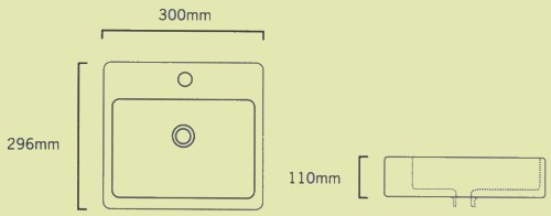 Square Teorema Free-Standing Basin, 1 Tap Hole. 300x300x110mm. additional image