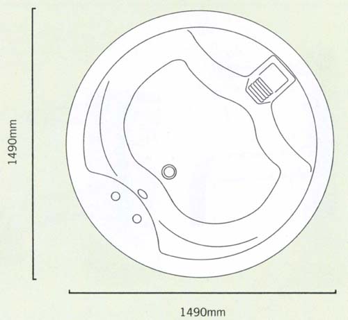 Saturn acrylic circular bath with 2 tap holes.  1490mm diameter. additional image
