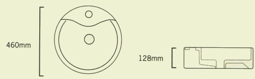 Round Geo Free-Standing Basin, 1 Tap Hole. 460x128mm. additional image