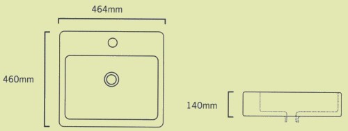 Square Teorema Free-Standing Basin, 1 Tap Hole. 460x460x140mm. additional image