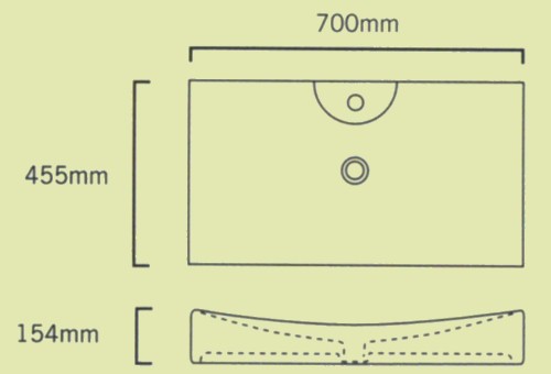 Rectangular Tsunami Free-Standing Basin with 1 Tap Hole. additional image