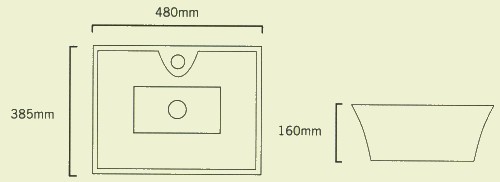 Rectangular Tango Free-Standing Basin, 1 Tap Hole. 480x385x160mm. additional image