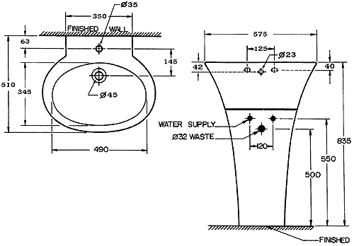 1 Tap Hole Basin and Pedestal. additional image