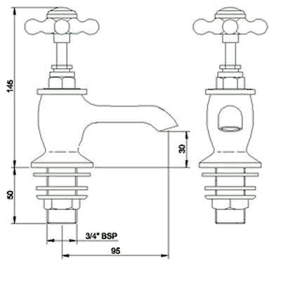 Bath taps (Pair, Chrome) additional image