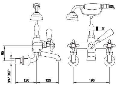 Wall mounted bath shower mixer (Chrome) additional image