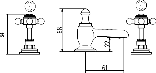 3 tap hole basin mixer + free pop up waste additional image