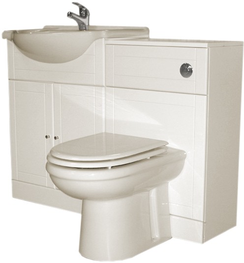 White bathroom furniture suite with tap and waste.  Left Handed. additional image