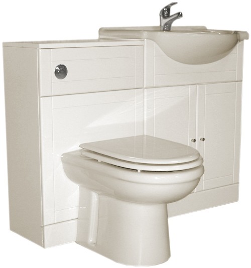 White bathroom furniture suite with tap and waste.  Right Handed. additional image