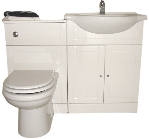 White bathroom furniture suite with tap and waste.  Right Handed. additional image