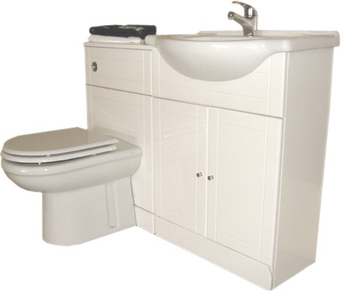 White bathroom furniture suite with tap and waste.  Right Handed. additional image