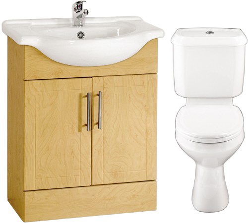 Birch 650mm Vanity Suite With Vanity Unit, Basin, Toilet & Seat. additional image
