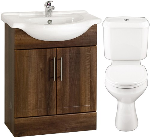 Wenge 650mm Vanity Suite With Vanity Unit, Basin, Toilet & Seat. additional image