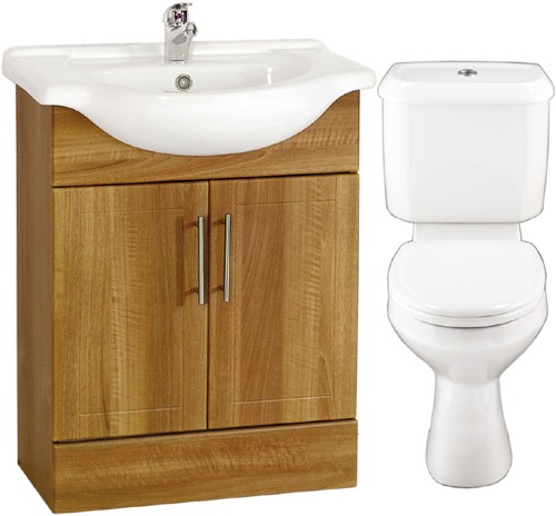 Cherry 650mm Vanity Suite With Vanity Unit, Basin, Toilet & Seat. additional image