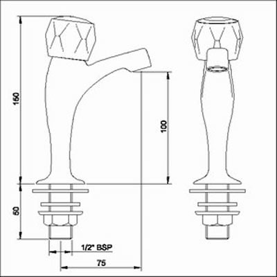 High neck sink taps (Pair, Chrome) additional image