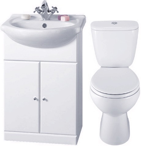 4 Piece 550mm Bathroom Vanity Suite with WC, Cistern, Vanity, Basin. additional image