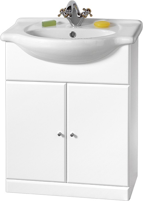 650mm Contour Vanity Unit with one piece ceramic basin. additional image