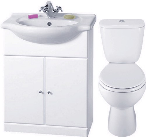 4 Piece 650mm Bathroom Vanity Suite with WC, Cistern, Vanity, Basin. additional image