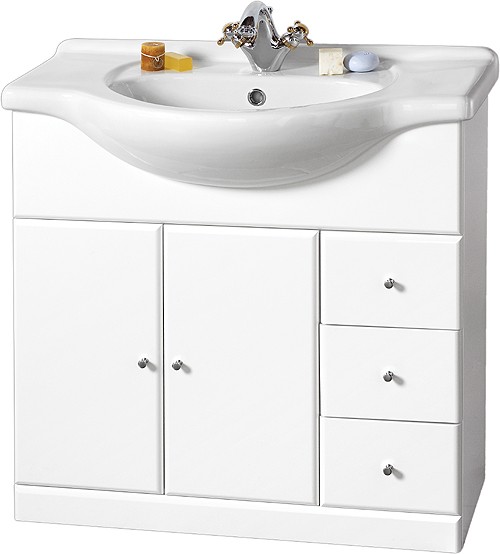 850mm Contour Vanity Unit with one piece ceramic basin additional image