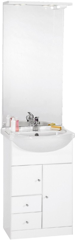 550mm Contour Vanity Unit with ceramic basin, mirror and lights. additional image