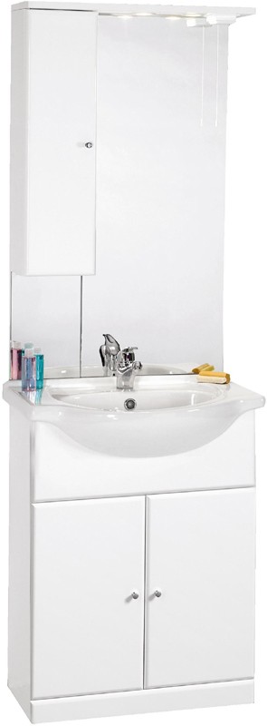 650mm Contour Vanity Unit with ceramic basin, mirror and cabinet. additional image