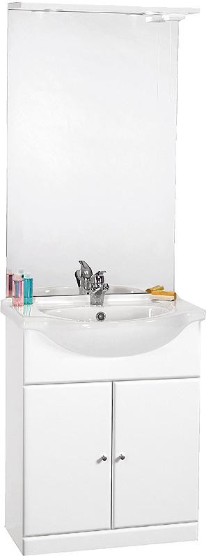 650mm Contour Vanity Unit with ceramic basin, mirror and lights. additional image