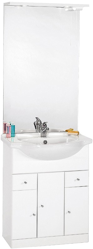 650mm Contour Vanity Unit with ceramic basin, mirror and lights. additional image