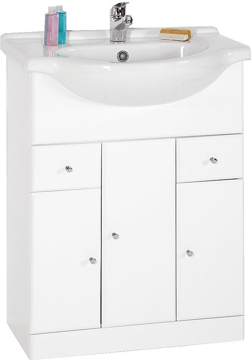 650mm Contour Vanity Unit with drawers and one piece ceramic basin. additional image