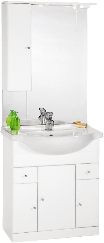 750mm Contour Vanity Unit with ceramic basin, mirror and cabinet. additional image