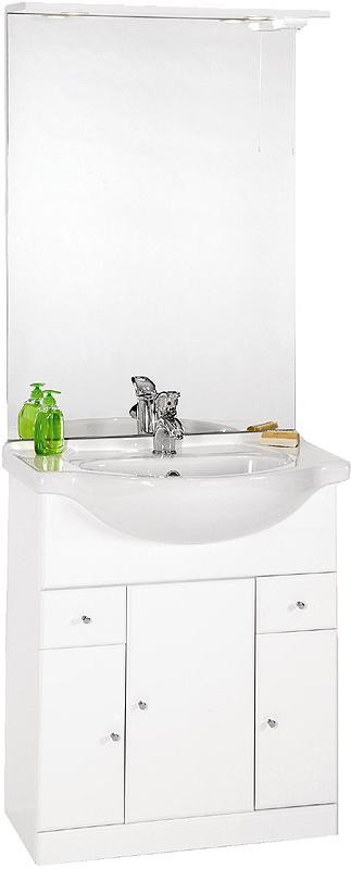750mm Contour Vanity Unit with ceramic basin, mirror and lights. additional image