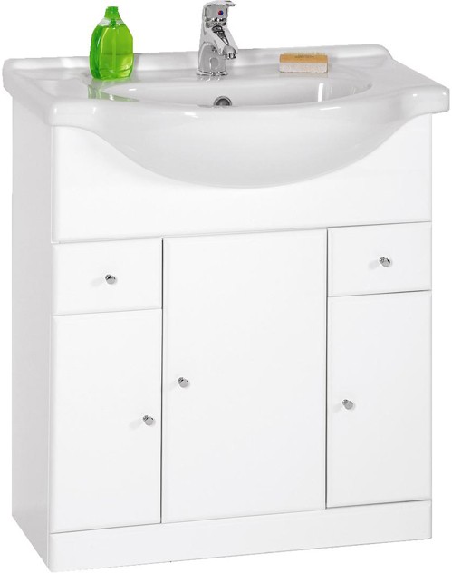 750mm Contour Vanity Unit with drawers and one piece ceramic basin. additional image