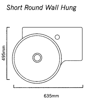 1 Tap Hole Round Wall Hung Basin With Shelf Unit. 635 x 490mm. additional image