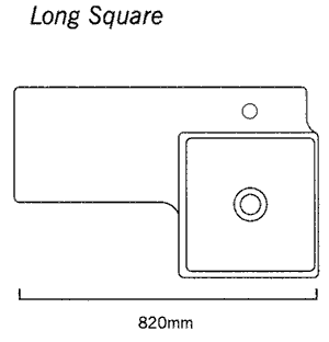 1 Tap Hole Long Square Wall Hung Basin With Unit. 820 x 500mm. additional image