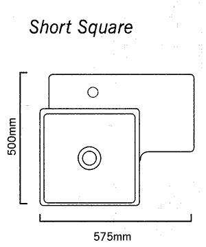 1 Tap Hole Square Wall Hung Basin. 575 x 500mm. additional image