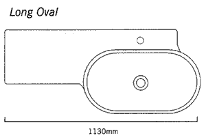 1 Tap Hole Long Oval Wall Hung Basin With Drawer Unit. 1130 x 500mm. additional image