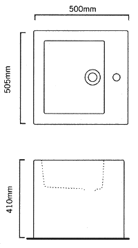 1 Tap Hole Wall Hung Basin. 505 x 500mm. additional image