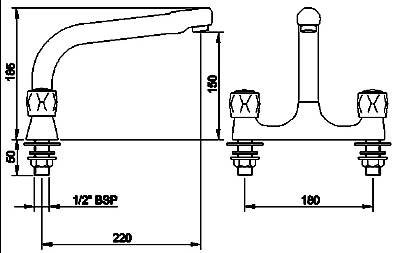 Dualflow deck sink mixer tap (Chrome) additional image