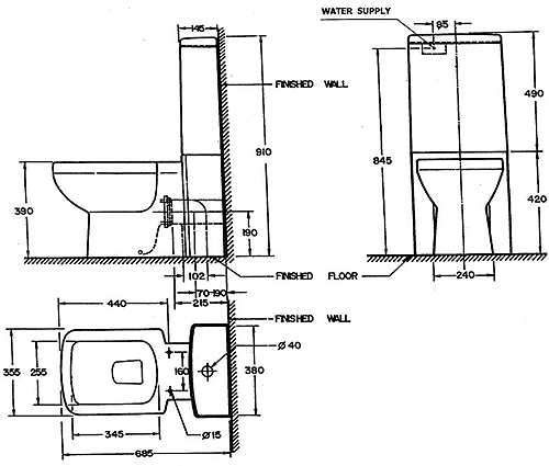 WC Toilet with seat, push flush cistern and fittings. additional image