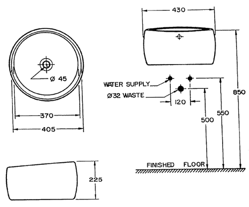 Basin for counter top.  430mm diameter. additional image