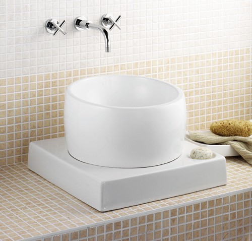 Basin with tray for counter top. 510 x 510mm. 430m diameter. additional image