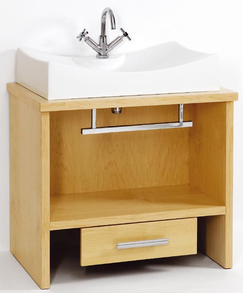 Troy large maple stand and freestanding basin, drawer & towel rail. additional image