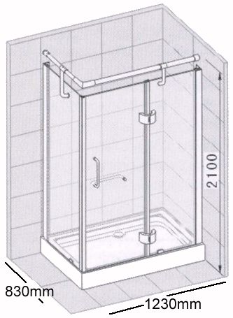 Rectangular shower enclosure with tray & waste (left handed). additional image