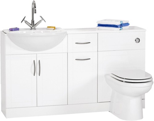 Deluxe white bathroom furniture suite.  1420x810x300mm. additional image