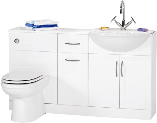 Deluxe white bathroom furniture suite, right handed. 1420mm. additional image