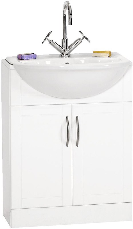 610mm White Vanity Unit with Monte Carlo  semi-recess basin. additional image