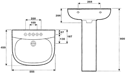 1 Tap Hole Basin & Pedestal. 550mm. additional image