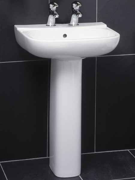 2 Tap Hole Basin & Pedestal. 550mm. additional image