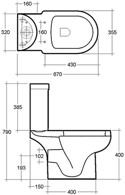 Close Coupled Toilet, Dual Push Flush Cistern & Seat. additional image